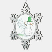 Funny Snowman Farts Snowflakes Tin Sneeuwvlok Ornament (Rechts)