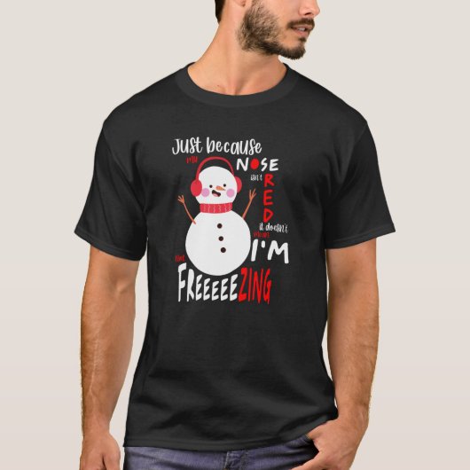 Funny Snowman Freezing Couple Black T-shirt (Voorkant)