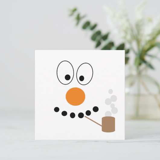 Funny Snowman Gezicht Cartoon Kerstmis Feestdagenkaart (Staand voorkant)