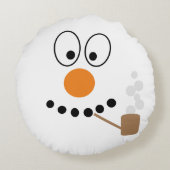Funny Snowman Gezicht Cartoon Kerstmis Rond Kussen (Achterkant)