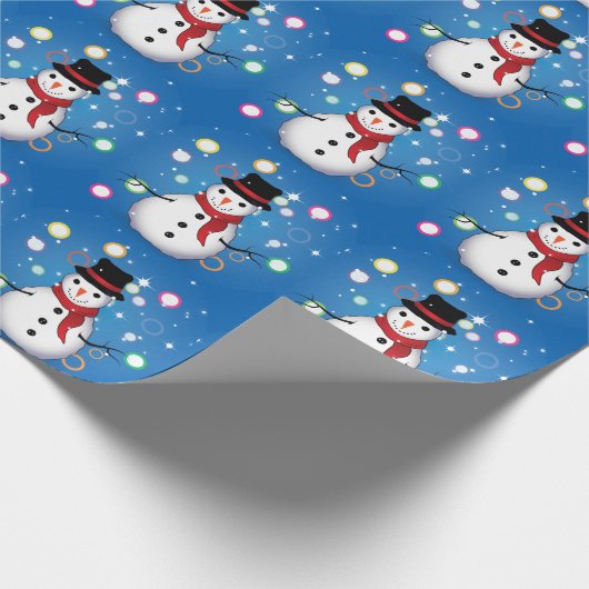 Funny Snowman glimlachen met knuppels voor prettig Cadeaupapier (Hoek)