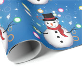 Funny Snowman glimlachen met knuppels voor prettig Cadeaupapier (Rol Hoek)