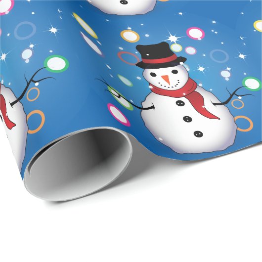 Funny Snowman glimlachen met knuppels voor prettig Cadeaupapier (Rol Hoek)