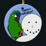 Funny Snowman Hahn's Macaw Ornament<br><div class="desc">Funny Hahn's Macaw-sieraad. De kleurrijke papegaai zit op de schouder van een sneeuwman,  waarbij de arme sneeuw zijn wortelneus in zijn voet is,  waar hij op heeft geknibd. De tekst luidt: "Prettige feestdagen!" Hilarious papegaaien zien er perfect uit op de kerstboom van de vogelliefhebber.</div>