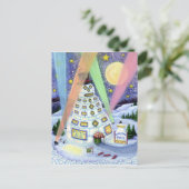 FUNNY SNOWMAN HOTEL, NOORDELIJKE LICHTEN EN PENGUI BRIEFKAART (Staand voorkant)
