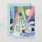 FUNNY SNOWMAN HOTEL, NOORDELIJKE LICHTEN EN PENGUI BRIEFKAART (Voorkant / Achterkant)