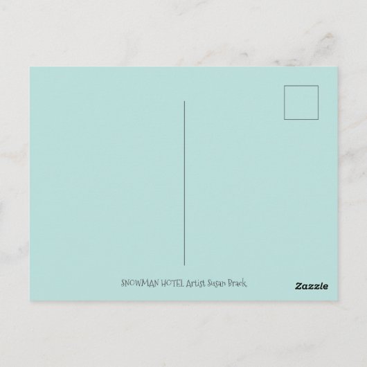 FUNNY SNOWMAN HOTEL, NOORDELIJKE LICHTEN EN PENGUI BRIEFKAART (Achterkant)