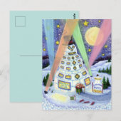 FUNNY SNOWMAN HOTEL, NOORDELIJKE LICHTEN EN PENGUI BRIEFKAART (Voorkant / Achterkant)