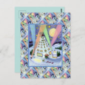 FUNNY SNOWMAN HOTEL, NOORDELIJKE LICHTEN EN PENGUI BRIEFKAART (Voorkant / Achterkant)