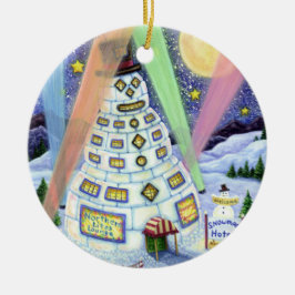 FUNNY SNOWMAN HOTEL, NOORDELIJKE LICHTEN EN PENGUI KERAMISCH ORNAMENT