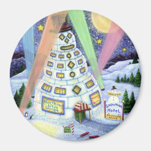 FUNNY SNOWMAN HOTEL, NOORDELIJKE LICHTEN EN PENGUI MAGNEET
