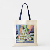 FUNNY SNOWMAN HOTEL, NOORDELIJKE LICHTEN EN PENGUI TOTE BAG (Achterkant)