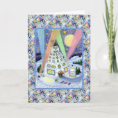 FUNNY SNOWMAN HOTEL, NORTHERN LIGHTS EN PENGUINES FEESTDAGEN KAART (Voorkant)