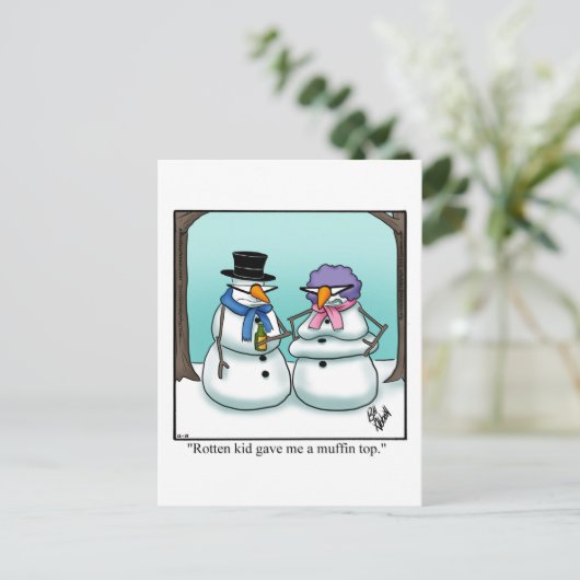 Funny Snowman Humor Holiday Briefkaart (Staand voorkant)