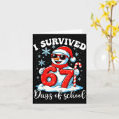 Funny Snowman I Survived 67 Days Of School Holiday Kaart (Gele Bloem)