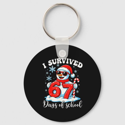 Funny Snowman I Survived 67 Days Of School Holiday Sleutelhanger (Voorkant)