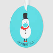 Funny Snowman in Face Mask Kerstmis gepersonalisee Ornament (voorkant)