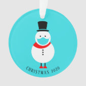 Funny Snowman in Face Mask Kerstmis gepersonalisee Ornament (voorkant)