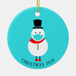 Funny Snowman in Face Mask Persoonlijke Kerstmis Keramisch Ornament