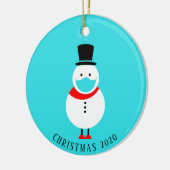 Funny Snowman in Face Mask Persoonlijke Kerstmis Keramisch Ornament (Links)