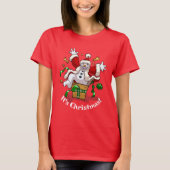 Funny Snowman It's Christmas! Big Surprise Cartoon T-shirt (Voorkant)