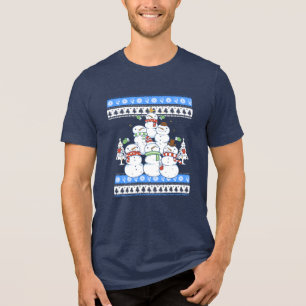 Funny Snowman-kerstboom Tri-Blend Shirt