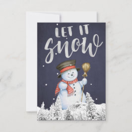 Funny Snowman | Laat het sneeuwen zilveren typogra Kaart