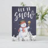 Funny Snowman | Laat het sneeuwen zilveren typogra Kaart (Staand voorkant)