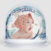 Funny Snowman Marshmallow Custom Photo snow globe Sneeuwbol (Voorkant)