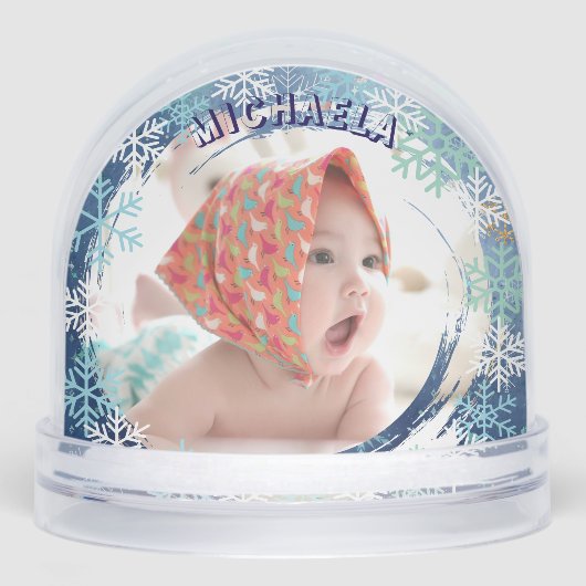 Funny Snowman Marshmallow Custom Photo snow globe Sneeuwbol (Voorkant)