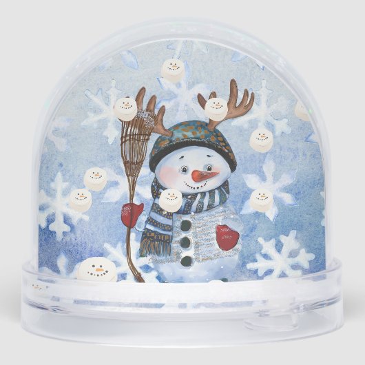 Funny Snowman Marshmallow Custom Photo snow globe Sneeuwbol (Achterkant)