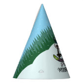 Funny Snowman Merry Christmas Skiing Cartoon Feesthoedjes (Links)