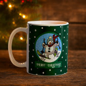 Funny Snowman Merry Christmas! Skiing Cartoon Koffiemok