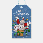 Funny Snowman Merry Christmas Surprise Cartoon Cadeaulabel (Voorkant)
