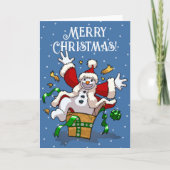 Funny Snowman Merry Christmas Surprise Cartoon Feestdagen Kaart (Voorkant)