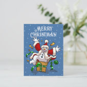 Funny Snowman Merry Christmas Surprise Cartoon Feestdagenkaart (Staand voorkant)