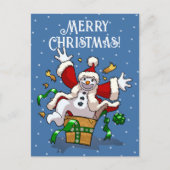 Funny Snowman Merry Christmas Surprise Cartoon Feestdagenkaart (Voorkant)