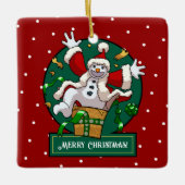 Funny Snowman Merry Christmas Surprise Cartoon Keramisch Ornament (Voorkant)