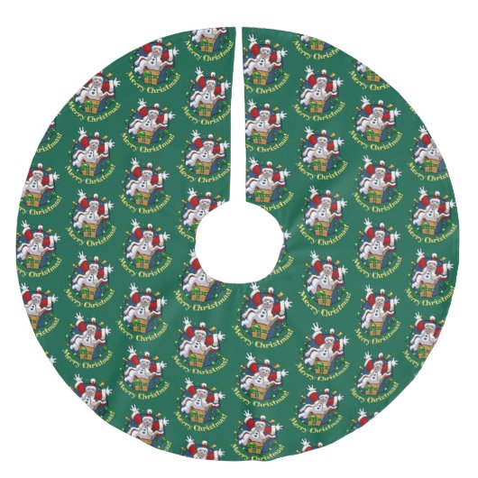 Funny Snowman Merry Christmas Surprise Cartoon Kerstboom Rok (Voorkant)