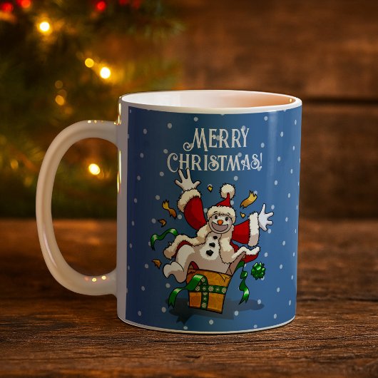 Funny Snowman Merry Christmas Surprise Cartoon Koffiemok