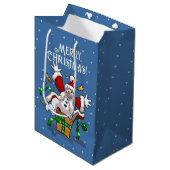 Funny Snowman Merry Christmas Surprise Cartoon Medium Cadeauzakje (Voorkant Gekanteld)
