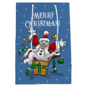 Funny Snowman Merry Christmas Surprise Cartoon Medium Cadeauzakje (Achterkant)