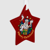 Funny Snowman Merry Christmas Surprise Cartoon Ornament (voorkant)
