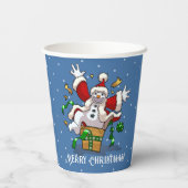 Funny Snowman Merry Christmas Surprise Cartoon Papieren Bekers (Achterkant)