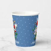 Funny Snowman Merry Christmas Surprise Cartoon Papieren Bekers (Links)