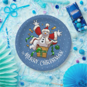 Funny Snowman Merry Christmas Surprise Cartoon Papieren Bordje (Feest)