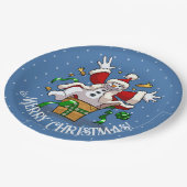 Funny Snowman Merry Christmas Surprise Cartoon Papieren Bordje (Gekanteld)