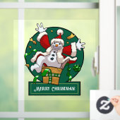 Funny Snowman Merry Christmas Surprise Cartoon Raamsticker (Huis)