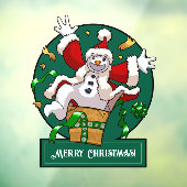 Funny Snowman Merry Christmas Surprise Cartoon Raamsticker (Vel 3)