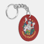 Funny Snowman Merry Christmas Surprise Cartoon Sleutelhanger (Voorkant Links)
